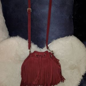 Rebecca Minkcoff Finge Crossbody Suade/Burgandy